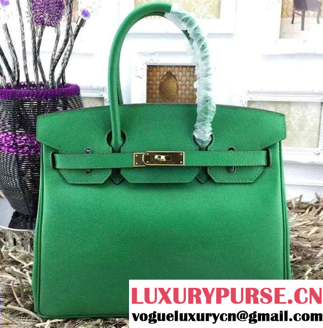 Hermes Birkin 30/35 Epsom Leather Bag Green