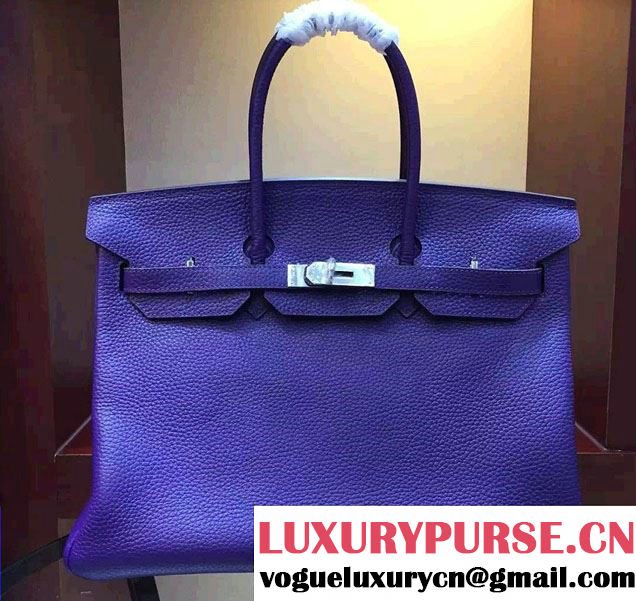 Hermes Togo Leather Birkin 35cm Large Bag Purple 2016