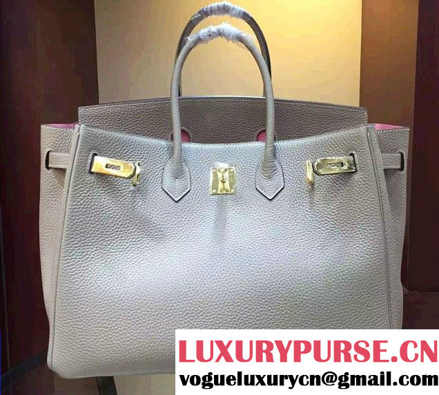 Hermes Togo Leather Birkin 35cm Large Bag Gray/Pink 2016