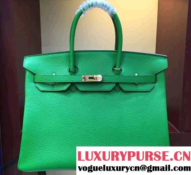 Hermes Togo Leather Birkin 35cm Large Bag Green 2016