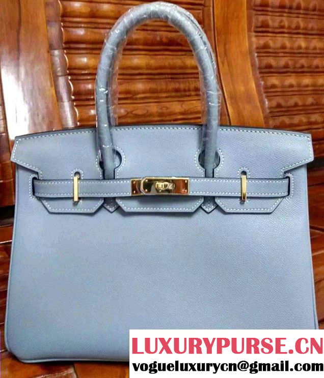 Hermes Birkin 30/35 Bag in Original Epsom Leather Bag Sky Blue