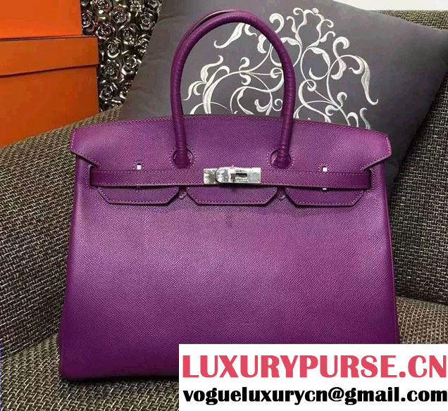 Hermes Birkin 30/35 Bag in Original Epsom Leather Bag Purple