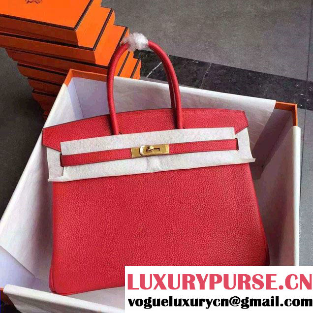 Hermes Birkin 30/35 Bag in Original Togo Leather Bag Red