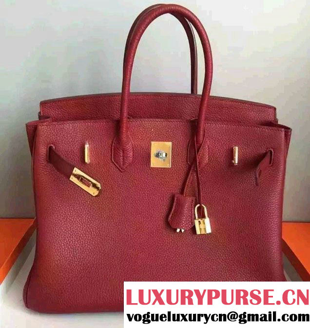 Hermes Birkin 30/35 Bag in Original Togo Leather Bag Date Red