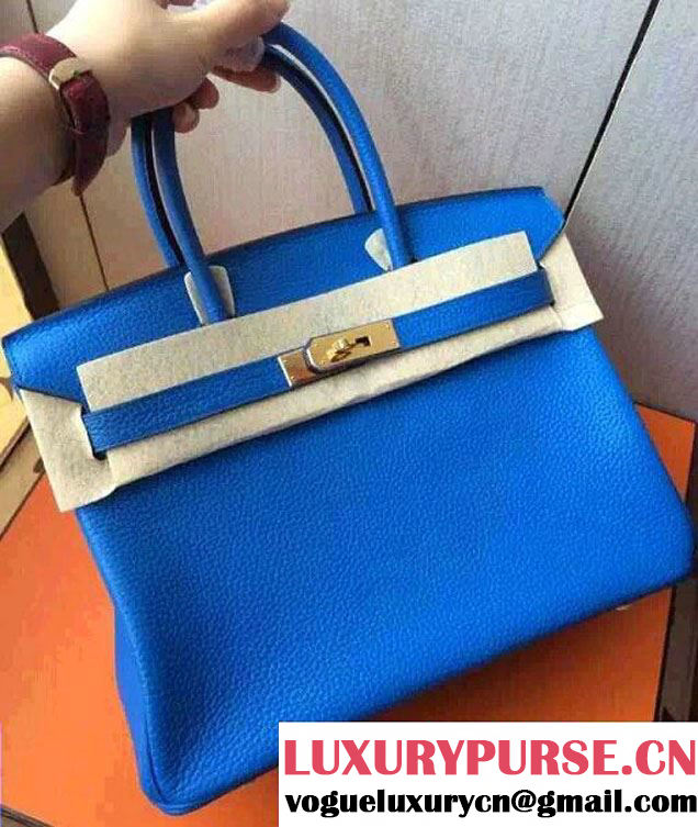 Hermes Birkin 30/35 Bag in Original Togo Leather Bag Light Blue