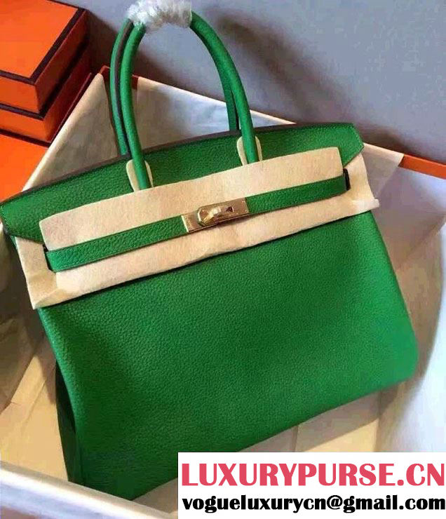 Hermes Birkin 30/35 Bag in Original Togo Leather Bag Light Green