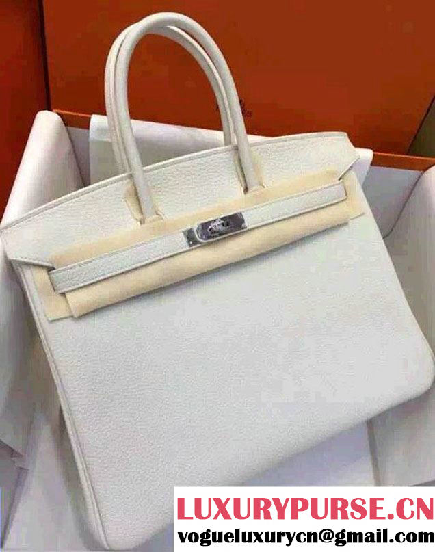 Hermes Birkin 30/35 Bag in Original Togo Leather Bag White