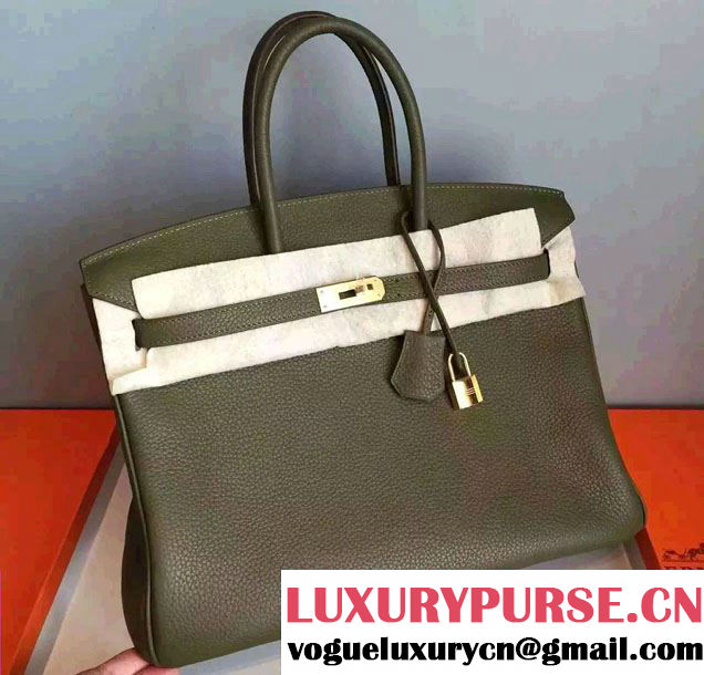 Hermes Birkin 30/35 Bag in Original Togo Leather Bag Army Green