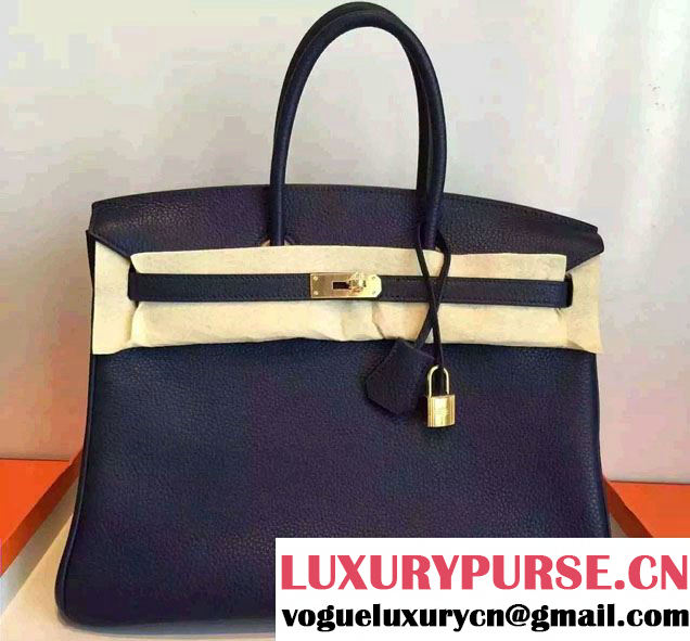 Hermes Birkin 30/35 Bag in Original Togo Leather Bag Dark Blue