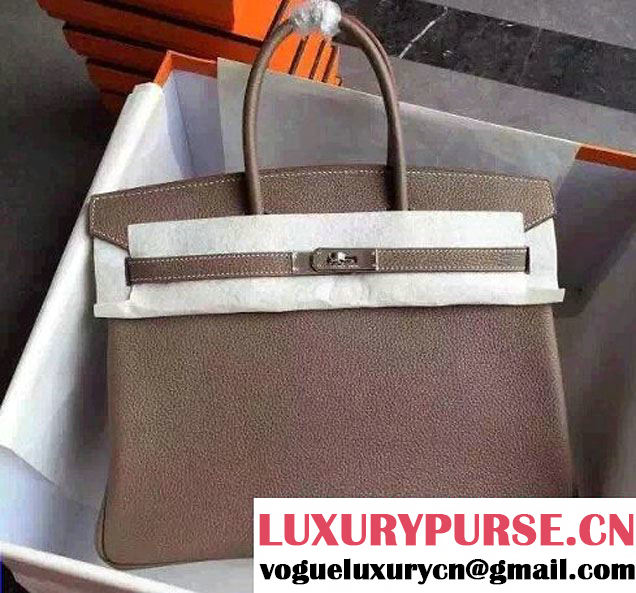 Hermes Birkin 30/35 Bag in Original Togo Leather Bag Etoupe/Silver