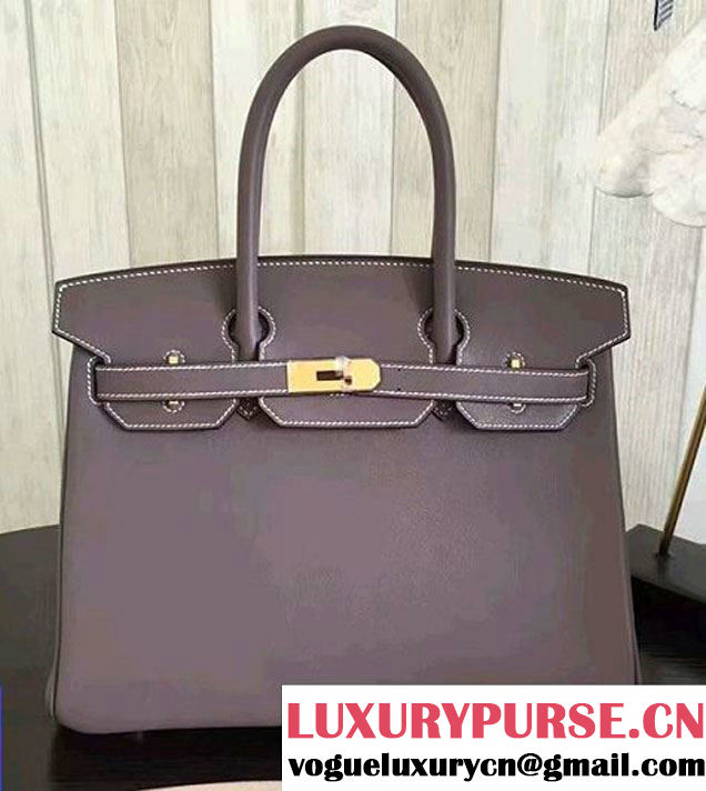 Hermes Birkin 30/35 Bag in Original Swift Leather Bag Etoupe