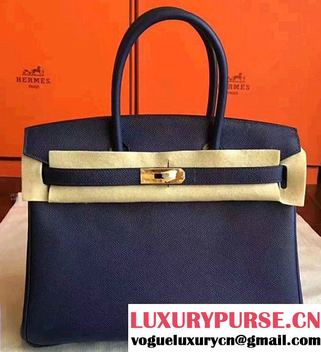 Hermes Birkin 30/35 Bag In Original Epsom Leather With Gold/Silver Hardware Dark Purple