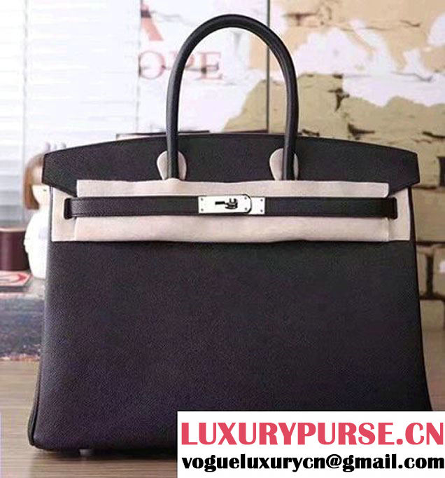 Hermes Birkin 30/35 Bag In Original Epsom Leather With Gold/Silver Hardware Black