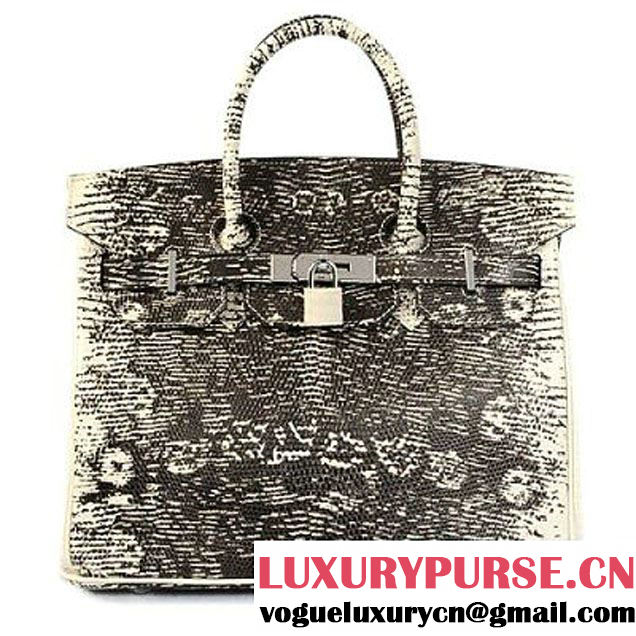 Hermes Birkin 30CM Tote Bag Lizard Grey Leather H30 Silver