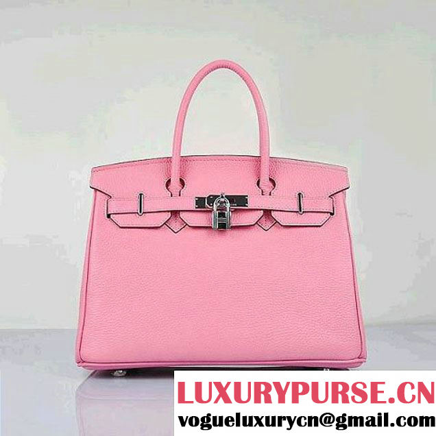 Hermes Birkin 30CM Tote Bags Pink Togo Leather Silver