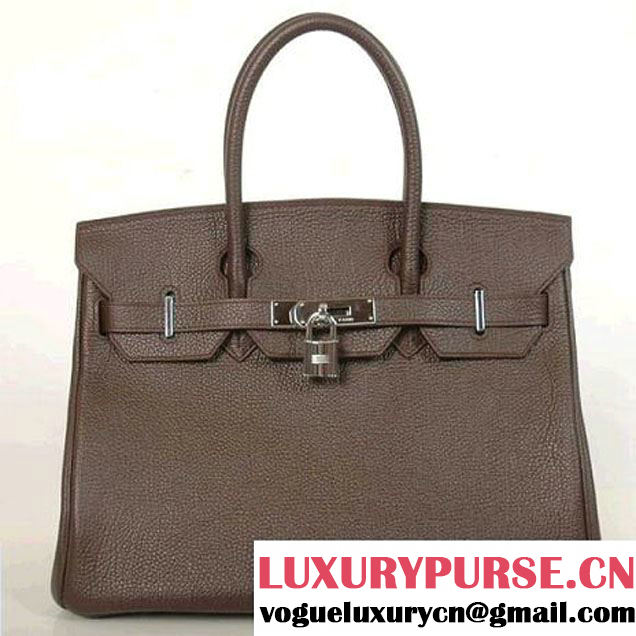 Hermes Birkin 30CM Tote Bags Smooth Togo Leather Dark Coffee