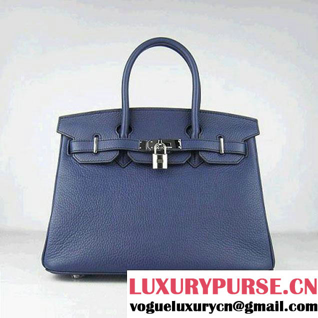 Hermes Birkin 30cm Togo Leather Bag Dark Blue 6088