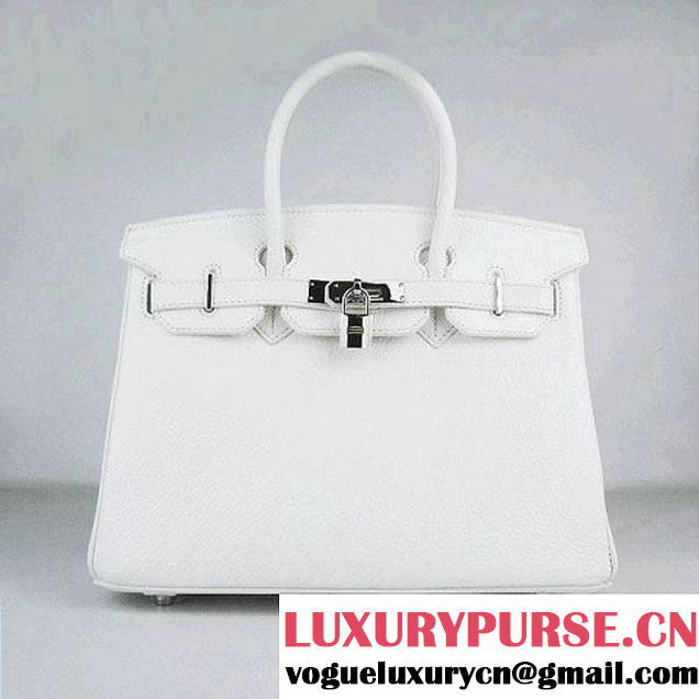 Hermes Birkin 30cm Togo Leather Bag White 6088