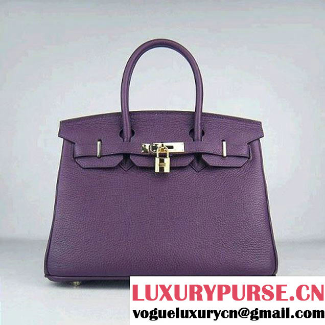 Hermes Birkin 30cm Togo Leather Bag Purple 6088