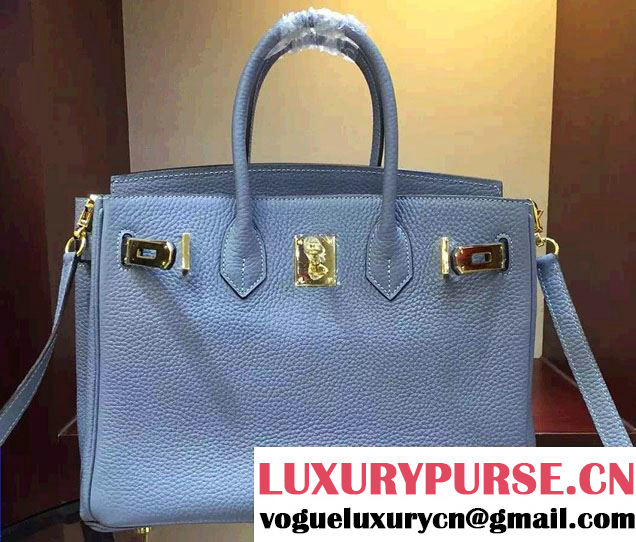 Hermes Togo Leather Birkin 30cm Medium Bag Baby Blue 2016