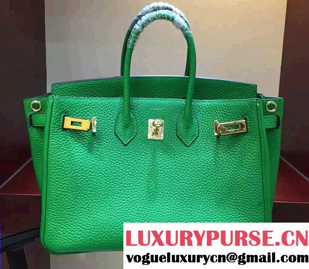 Hermes Togo Leather Birkin 30cm Medium Bag Green 2016