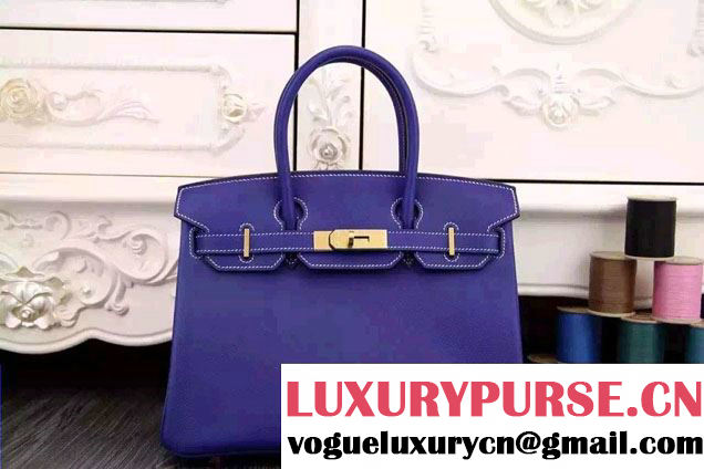 Hermes Birkin 30/35 Bag in Original Epsom Leather Bag Blue