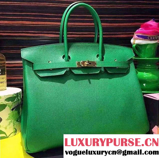 Hermes Birkin 30/35 Bag in Original Epsom Leather Bag Light Green