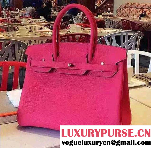 Hermes Birkin 30/35 Bag in Original Togo Leather Bag Fushia