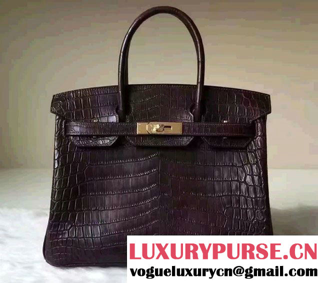 Hermes Crocodile Birkin 30/35cm Bag Dark Coffee