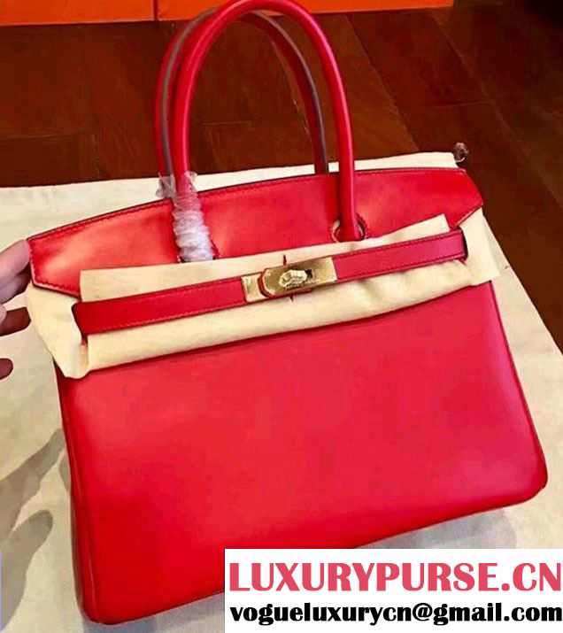 Hermes Birkin 30/35 Bag in Original Box Leather Bag Red