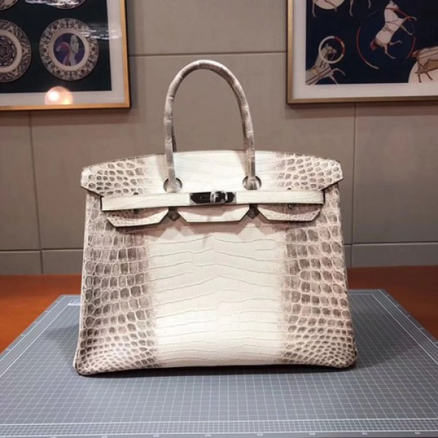 Hermes Birkin 30cm Shiny Niloticus Crocodile Skin Bag Handstitched Palladium Hardware, Himalayan