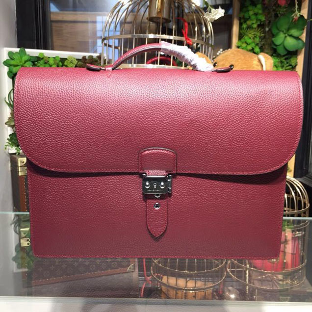 Hermes Sac a Depeche 38cm Briefcase Business Bag Togo Calfskin Leather Palladium Hardware Handstitched Burgundy