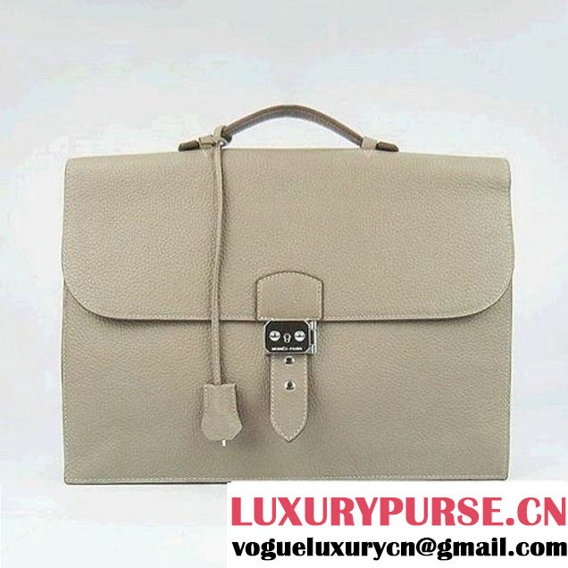 Hermes Sac Depeche 38cm Briefcase Clemence Grey