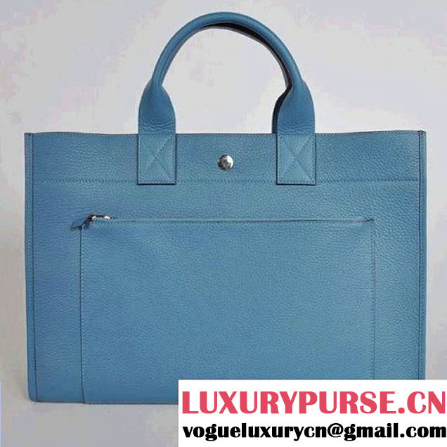 Hermes Briefcase 40CM Bag Clemence Leather Blue