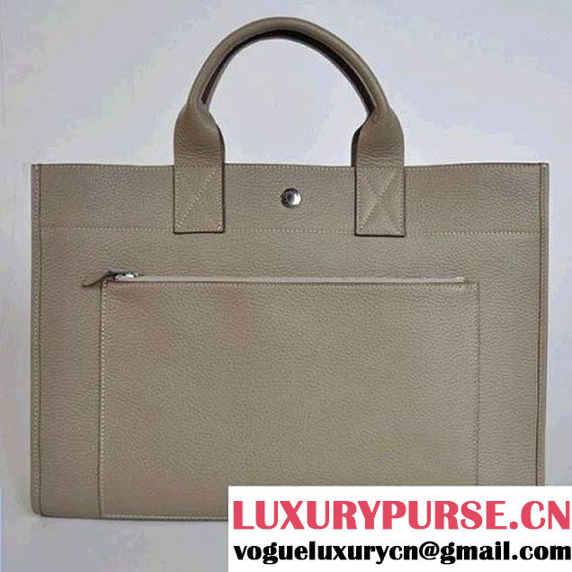 Hermes Briefcase 40CM Clemence Leather Bag Grey