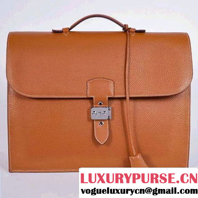 Hermes Sac Depeche 38cm Briefcase Clemence Camel