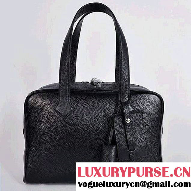 Hermes Victoria 35CM Bag Clemence Silver Hardware Black