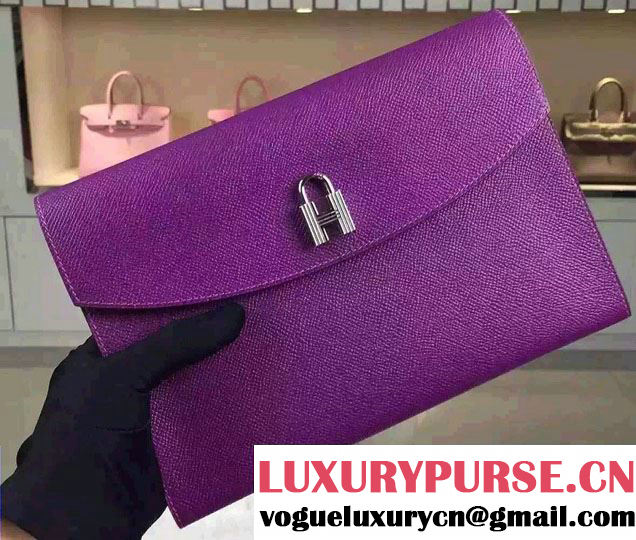 Hermes Vintage H Clutch Bag Purple 02 2015