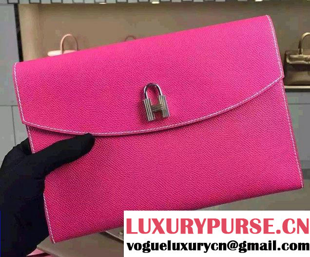 Hermes Vintage H Clutch Bag Fuchsia 2015