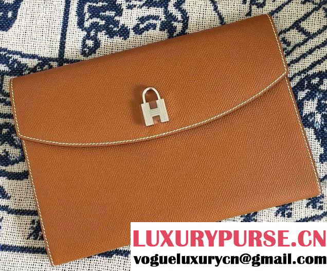 Hermes Vintage H Clutch Bag Khaki 2015