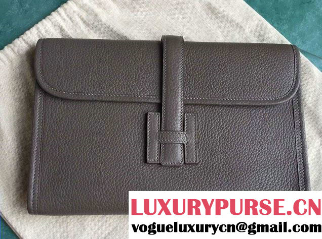 Hermes Jige PM Clutch Bag in Original Togo Leather Etoupe