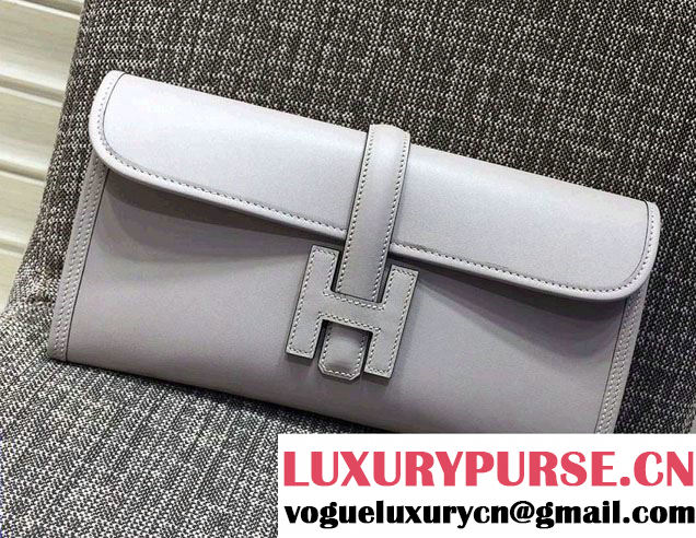 Hermes Jige Elan 29 Clutch Bag in Original Swift Leather Pale Gray