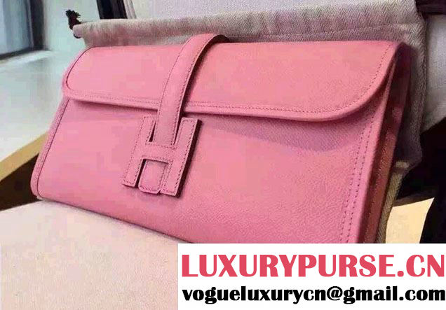 Hermes Jige Elan 29 Clutch Bag in Original Epsom Leather Pink