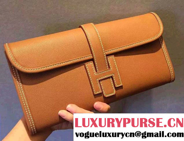 Hermes Jige Elan 29 Clutch Bag in Original Epsom Leather Brown