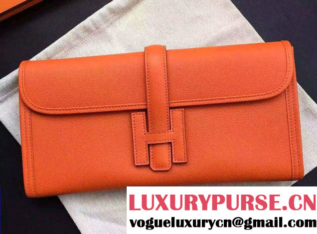 Hermes Jige Elan 29 Clutch Bag in Original Epsom Leather Orange