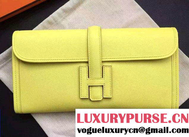 Hermes Jige Elan 29 Clutch Bag in Original Epsom Leather Yellow