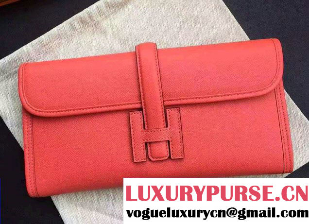 Hermes Jige Elan 29 Clutch Bag in Original Epsom Leather Peach