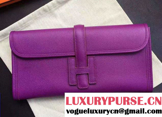 Hermes Jige Elan 29 Clutch Bag in Original Epsom Leather Purple