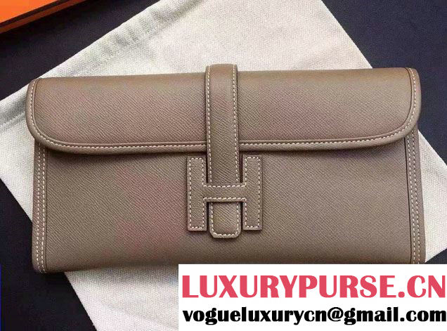 Hermes Jige Elan 29 Clutch Bag in Original Epsom Leather Etoupe