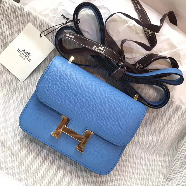 Hermes Constance Bag In Original Epsom Leather Sky Blue